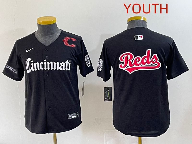 Youth 2025 Cincinnati Reds Blank Black Five generations Joint Name Nike MLB Jersey style 11